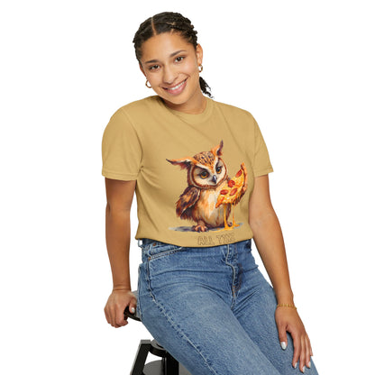 Pizza Time Owl T-Shirt — Cute Owl Eating Pizza Graphic Tee