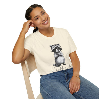 Raccoon Illustration T-Shirt — 'Yeah, right...' Cute Sarcastic Graphic Tee