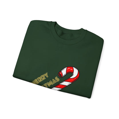 Christmas Candy Cane Crewneck Sweatshirt — "Merry Christmas" Holiday Sweater