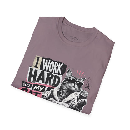 Cat Graphic T-Shirt — "I Work Hard So My Cat Can Live the Lifestyle I Deserve"
