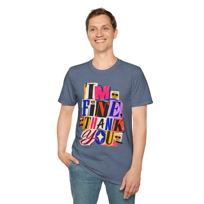 T-Shirt — "I'M FINE, THANK YOU" Retro Collage Graphic Tee
