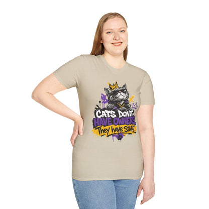 Cat Graphic Tee — "Cats Don't Have Owners They Have Staff"