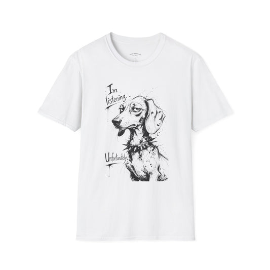 Dog Sketch 'I'm Listening' T-Shirt — Cute Dachshund Portrait Tee