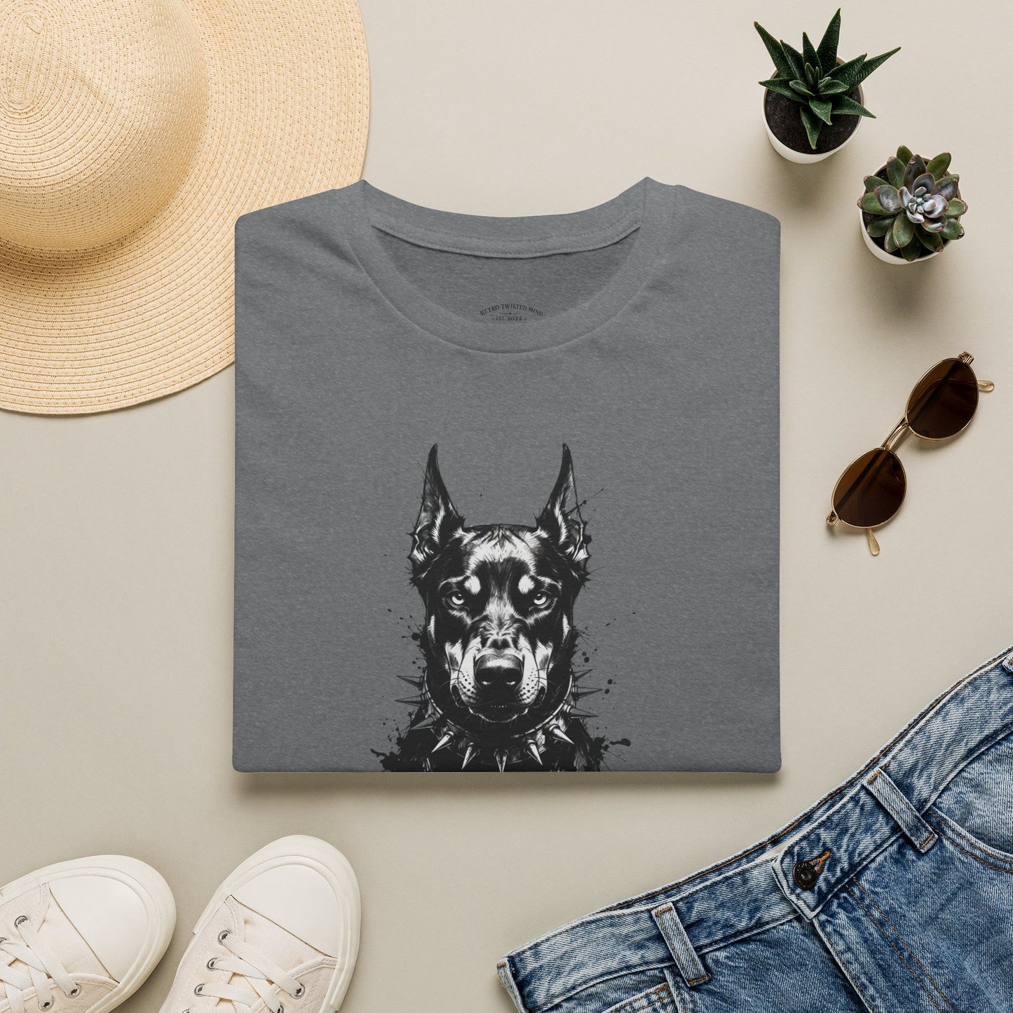 Doberman Portrait T-Shirt — "Warm Amour" Graphic Tee for Dog Lovers