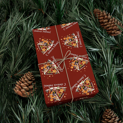 Christmas Pizza Pattern Gift Wrap Paper — Festive Novelty Wrapping Sheets