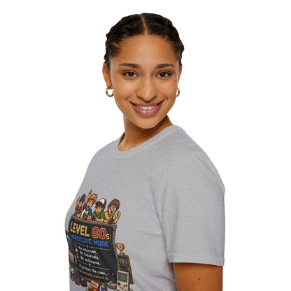 80s Level Up T-Shirt — 'Level 80s: Hardcore Mode' Retro Gaming Tee