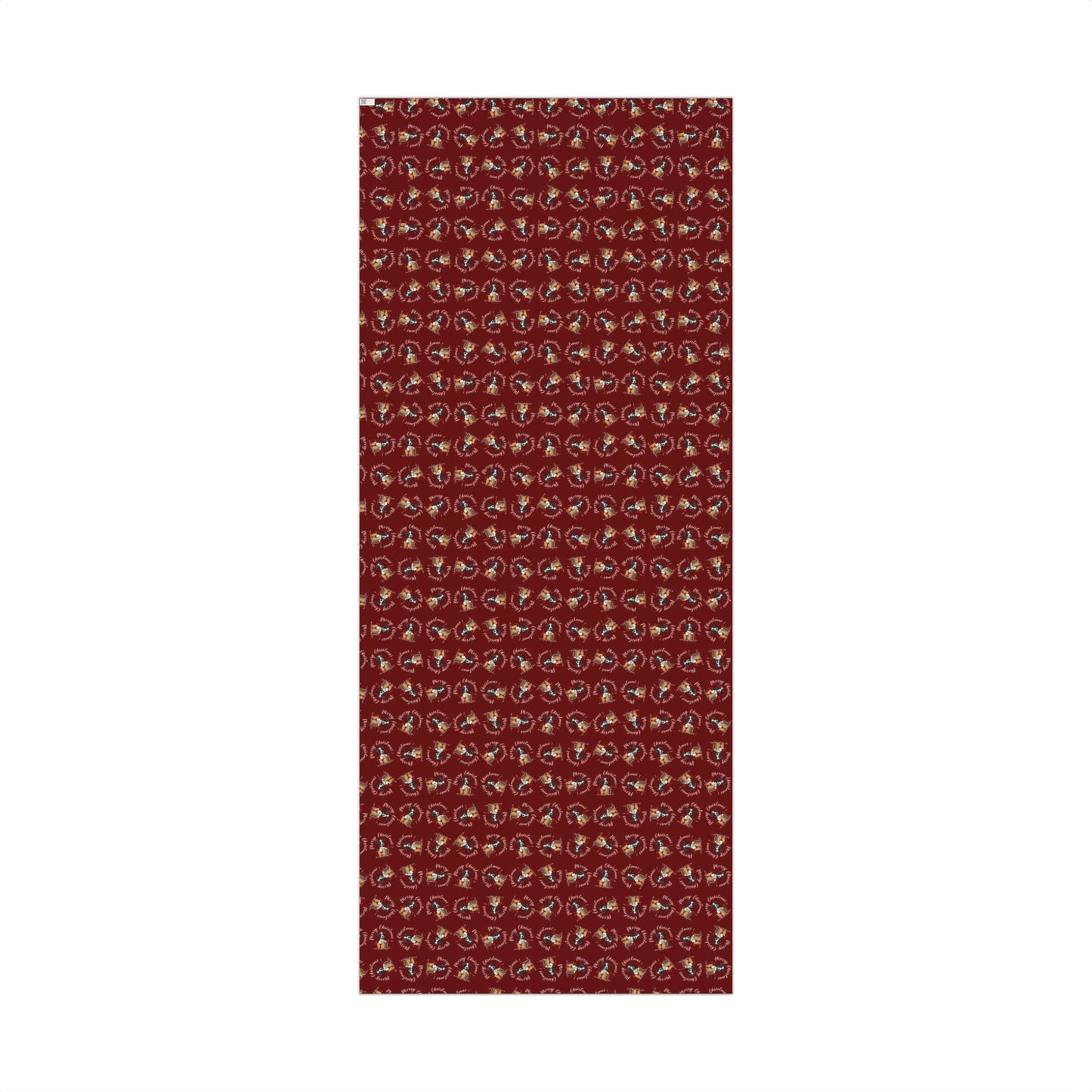 Christmas Dog Pattern Gift Wrap Paper — Festive Red Wrapping Sheets