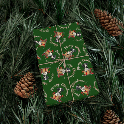 Christmas Dog Wreath Gift Wrap Paper