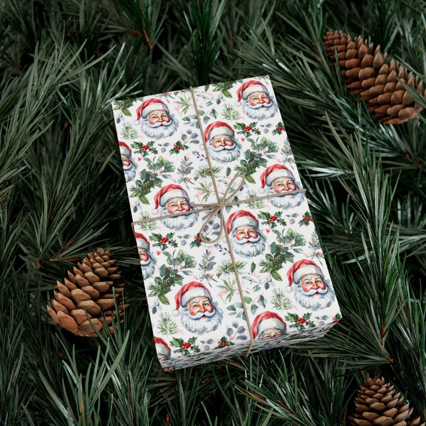 Santa Face Holiday Gift Wrap Paper - Festive Christmas Wrapping Sheets