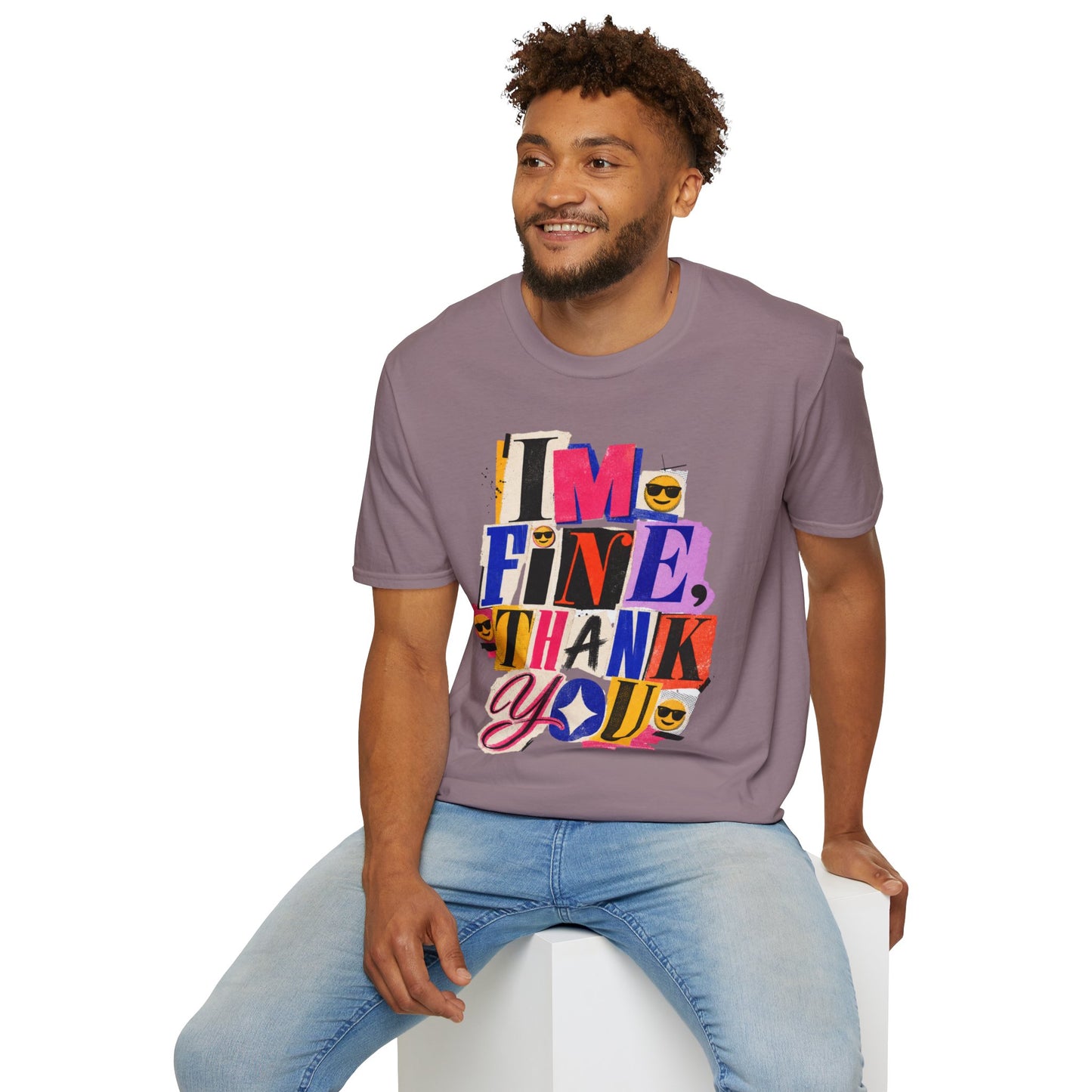 T-Shirt — "I'M FINE, THANK YOU" Retro Collage Graphic Tee