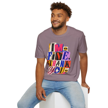 T-Shirt — "I'M FINE, THANK YOU" Retro Collage Graphic Tee