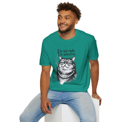 Cat Graphic T‑Shirt — "I'm Not Rude, I'm Selective" Funny Cat Tee