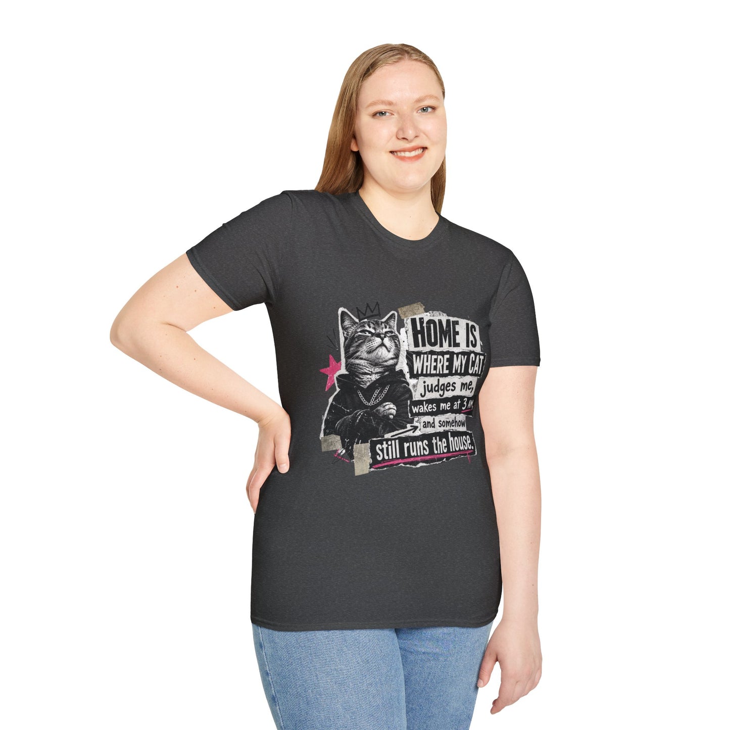 Cat T-Shirt — "Home Is Where My Cat Judges Me" Funny Graphic Tee