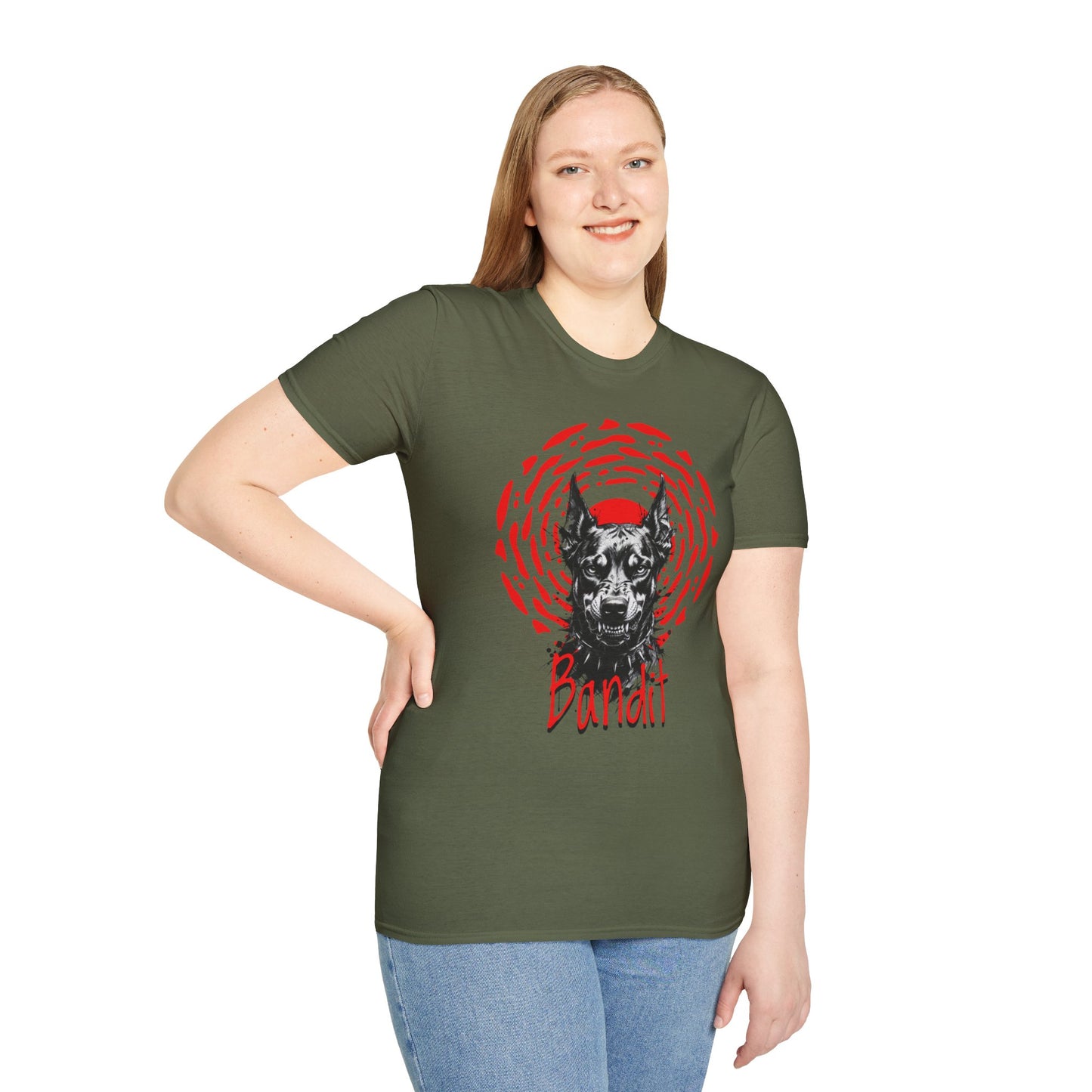 Doberman Graphic T-Shirt — Red Halo 'Bandit' Design