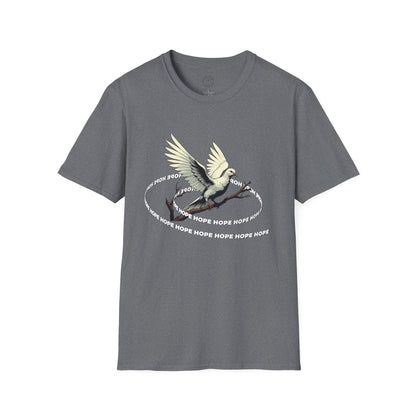 Hopeful Wings Unisex Softstyle T-Shirt - Inspirational Graphic Tee,dove,twisted