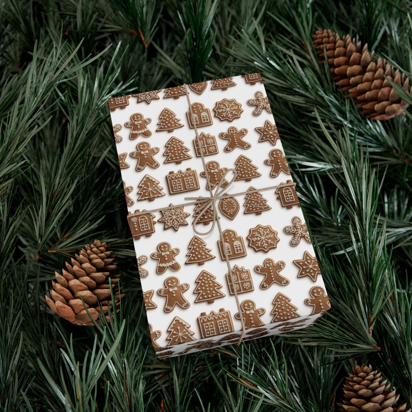 Gingerbread Pattern Gift Wrap Paper — Holiday Wrapping Sheets (Christmas Cookie Design)