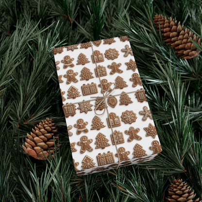 Gingerbread Pattern Gift Wrap Paper — Holiday Wrapping Sheets (Christmas Cookie Design)