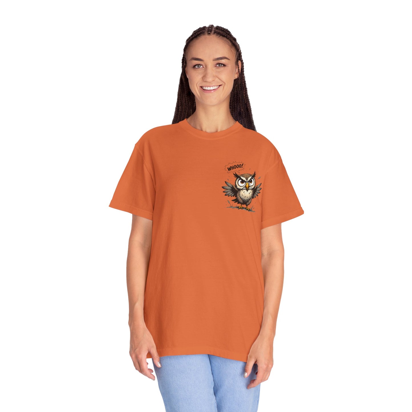 Witty Owl Graphic Tee — "Whooo?" Cute Cartoon Owl T-Shirt