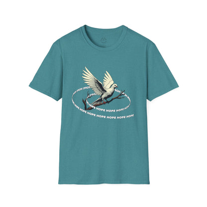 Hopeful Wings Unisex Softstyle T-Shirt - Inspirational Graphic Tee,dove,twisted