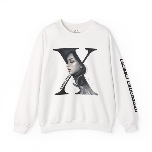 Letter X, Stylish Artistic Sweatshirt, Trendy Crewneck, Graphic Sweater, Cozy Unisex Top, Unique Gift for Art Lovers, Everyday Comfort
