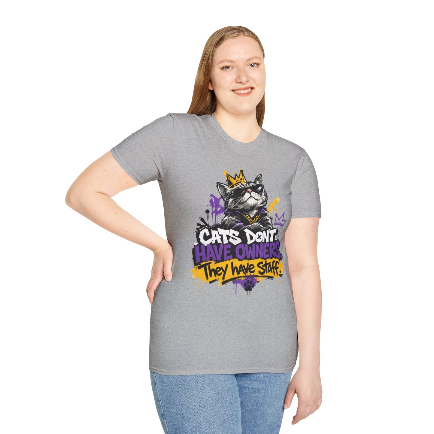 Cat Graphic Tee — "Cats Don't Have Owners They Have Staff"