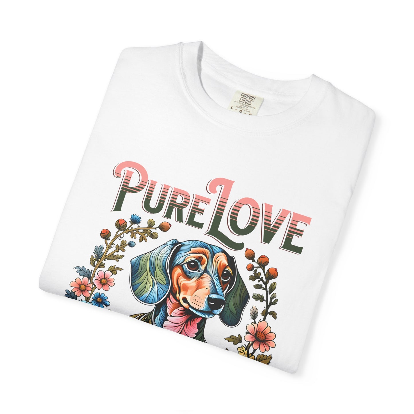 Pure Love Dog Art Unisex T-Shirt - Flower Design for Animal Lovers