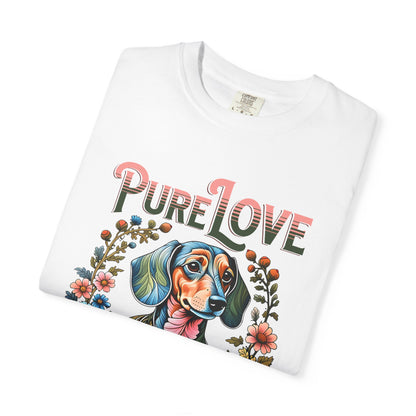 Pure Love Dog Art Unisex T-Shirt - Flower Design for Animal Lovers