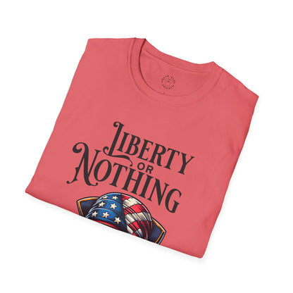 Liberty or Nothing Skull T-Shirt | Unisex Softstyle Tee for Independence Day & Patriotic Celebrations