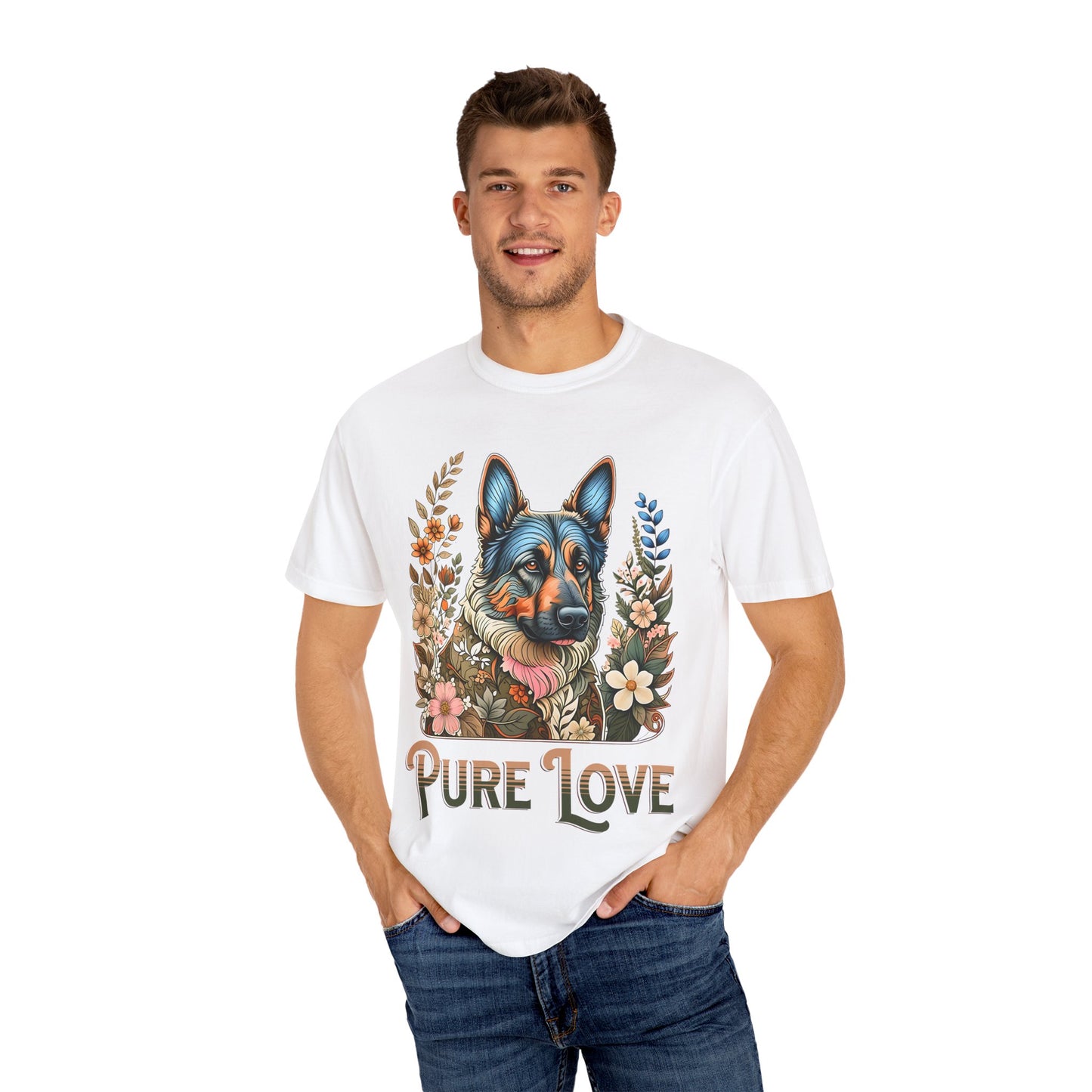 Pure Love Flower-Graphic T-Shirt for Dog Lovers