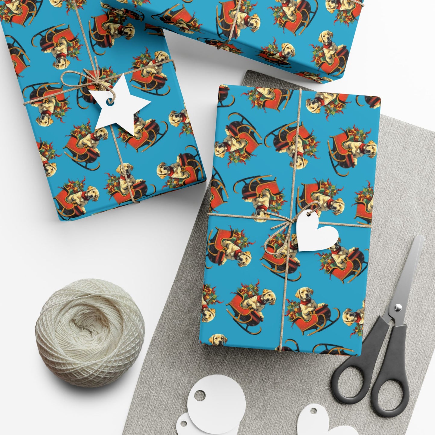 Santa Puppy Pattern Gift Wrap Paper – Cute Christmas Wrapping Sheets