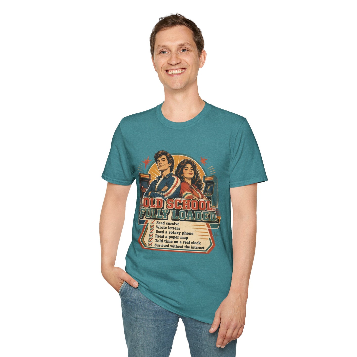 T-Shirt — Retro 'Old School' Arcade Couple Vintage Gamer Tee