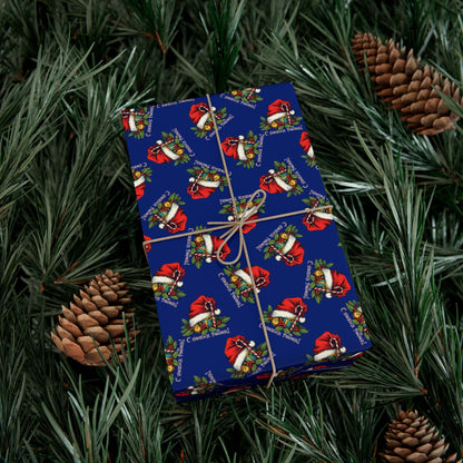 Christmas Gift Wrap Paper — Santa Sleigh & Presents Pattern