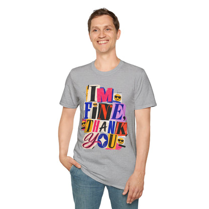 T-Shirt — "I'M FINE, THANK YOU" Retro Collage Graphic Tee