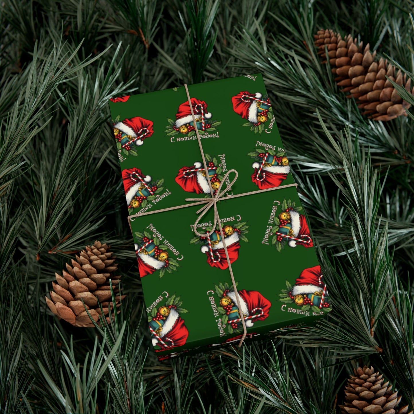 Christmas Santa Gift Wrap Paper — Festive Green Holiday Wrapping Sheets