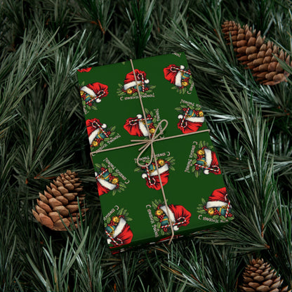 Christmas Santa Gift Wrap Paper — Festive Green Holiday Wrapping Sheets