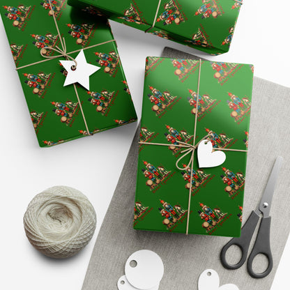 Christmas Tree Pattern Gift Wrap Paper – Festive Green Holiday Wrapping Sheets