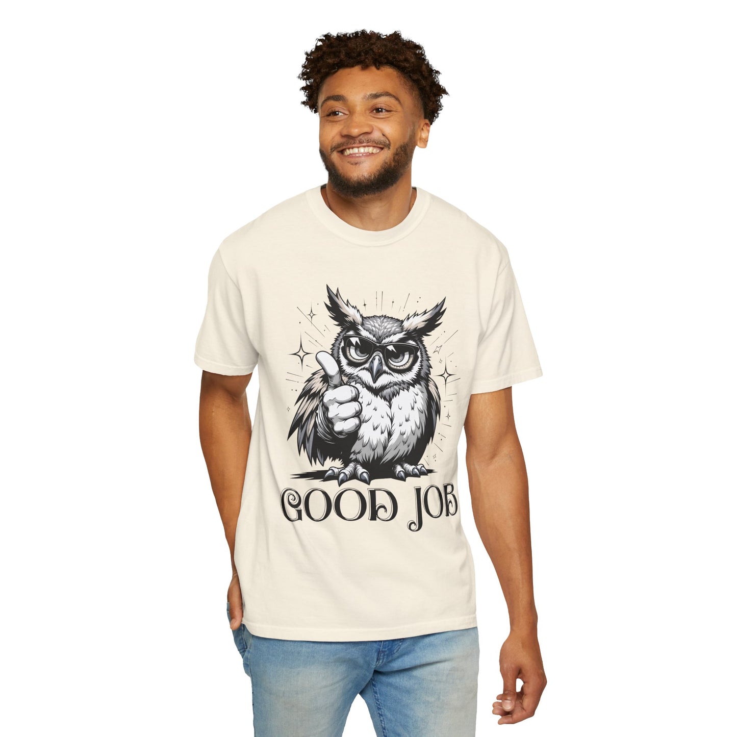 Good Job Owl T-Shirt — Thumbs-Up Retro Owl Graphic Tee