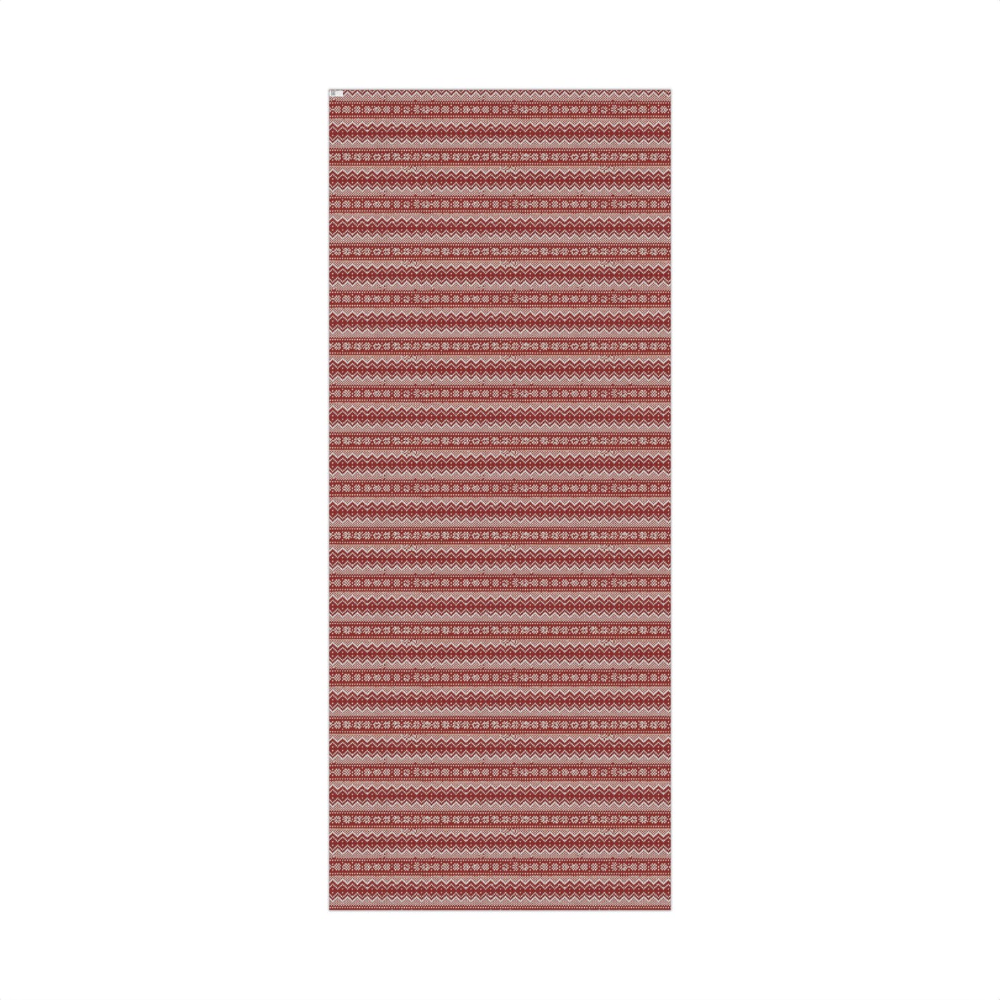 Holiday Knit-Pattern Gift Wrap Paper — Red Nordic Christmas Wrapping Sheets