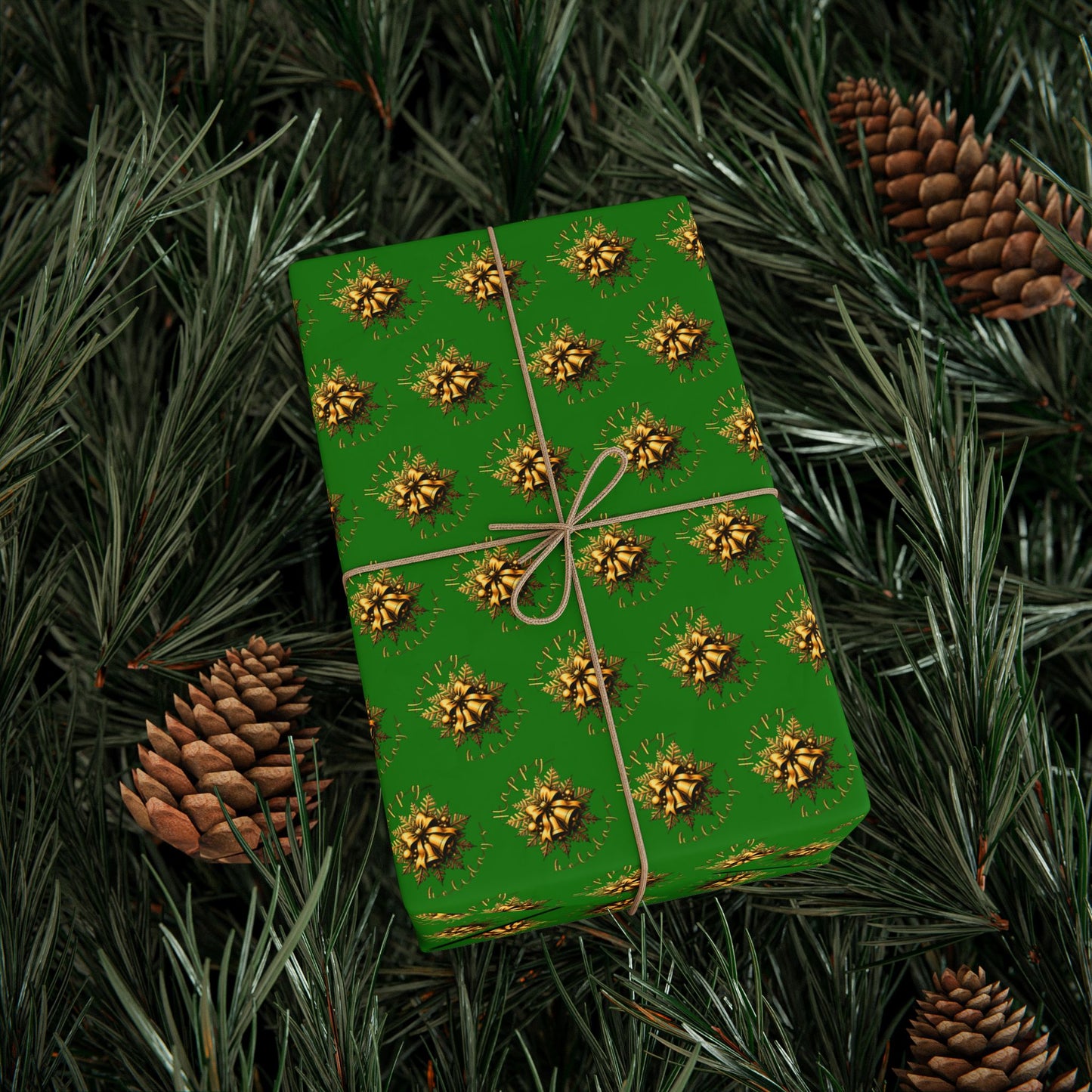 Wrapping Paper — Green Poinsettia Pattern Holiday Gift Wrap
