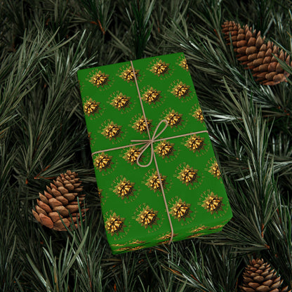 Wrapping Paper — Green Poinsettia Pattern Holiday Gift Wrap