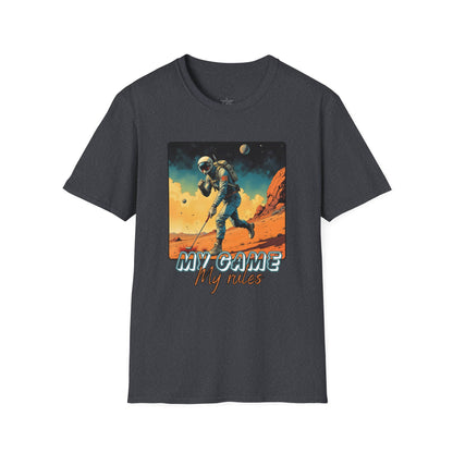 Vintage Space Explorer T-Shirt - 'My Game My Rules' golf, moon,sport