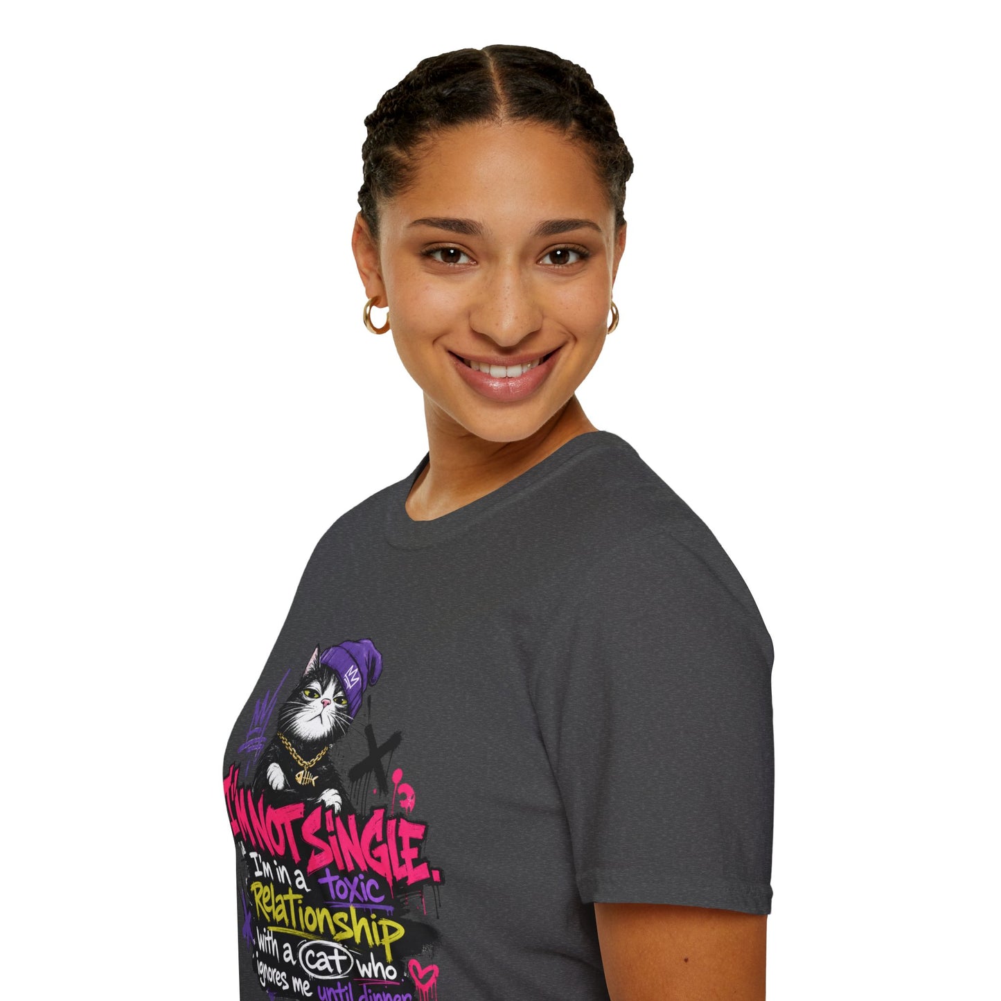 T‑Shirt — “I’m Not Single: I’m in a Toxic Relationship with a Cat” Graphic Tee