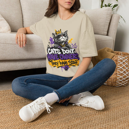 Cat Graphic Tee — "Cats Don't Have Owners They Have Staff"