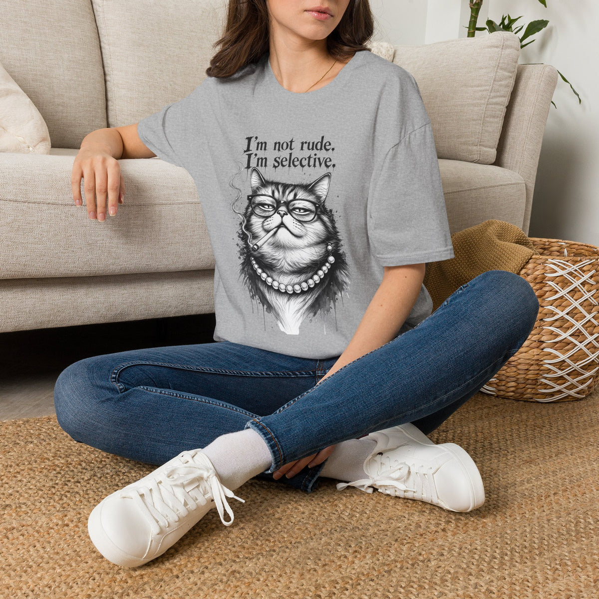 Cat Graphic T‑Shirt — "I'm Not Rude, I'm Selective" Funny Cat Tee