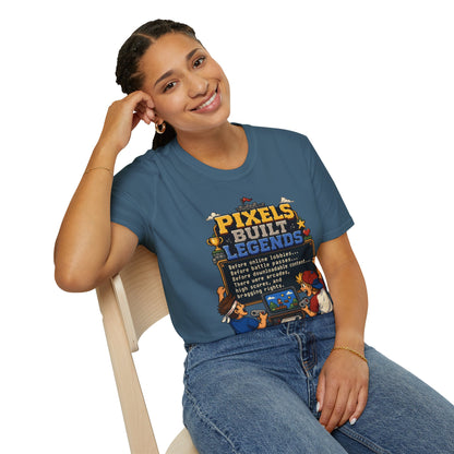 Pixels Built Legends T‑Shirt — Retro Gaming Nostalgia Tee
