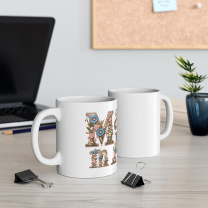 Floral Pattern Ceramic Mug - 11oz & 15oz Coffee Cup for Nature Lovers,mama, mother day gift