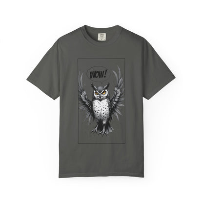 Owl Graphic T-Shirt — 'WOW!' Illustrated Night Owl Tee