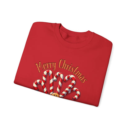 Christmas Candy Canes Crewneck Sweatshirt — "Merry Christmas" Gingerbread Holiday Sweater