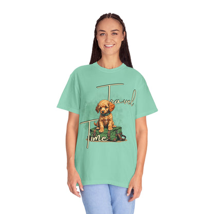 Travel Time Unisex T-Shirt - Perfect for Dog Lovers, Casual Wear, Traveling, Gift for Pet Owners, Adventure Apparel