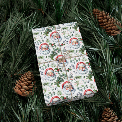 Santa Face Holiday Gift Wrap Paper - Festive Christmas Wrapping Sheets